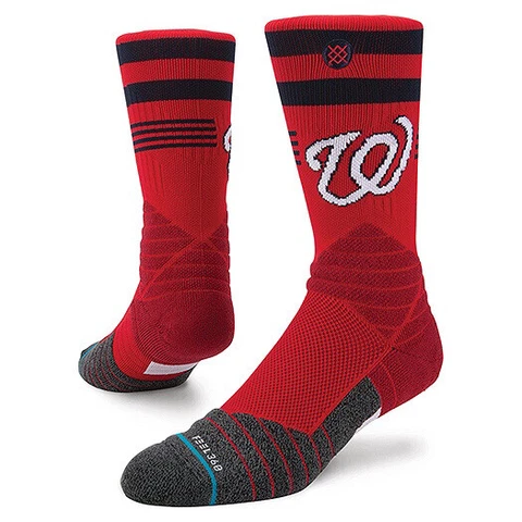 STANCE Washington Nationals MLB DMND Pro Crew Socks Size Large Red Black Cover