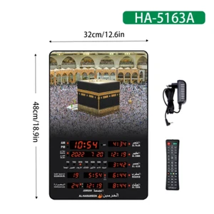 LED Digital Prayer Clock Azan Mosque Alarm Clock Islamic Muslim Wall Clock With - Picture 1 of 3