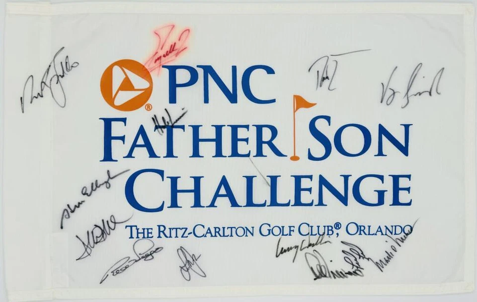 签名 PNC 父亲儿子高尔夫旗帜 Lee Trevino Hale IRWIN VJAY SINGH CRENSIW K1 — 第 1/1 张图片