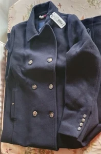 Super Long Bridge Coat Womens Superdry Jacket Coat Large Uk Navy RRP£144.99 - Picture 1 of 6