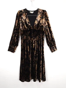 Boden Kleid Gr. 10 P Paisley Samt Midi Party Langarm schwarz gold romantisch - Bild 1 von 10