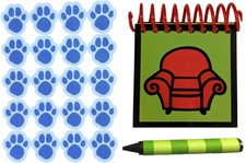 Handcrafted Handy Dandy inspired Steve Notebook, 1 BLACK Crayon, 120 paw sticker