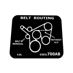 Engine Belt Routing Diagram Decal- For 4.0L Jeep Wrangler TJ & Grand Cherokee WJ - Picture 1 of 2