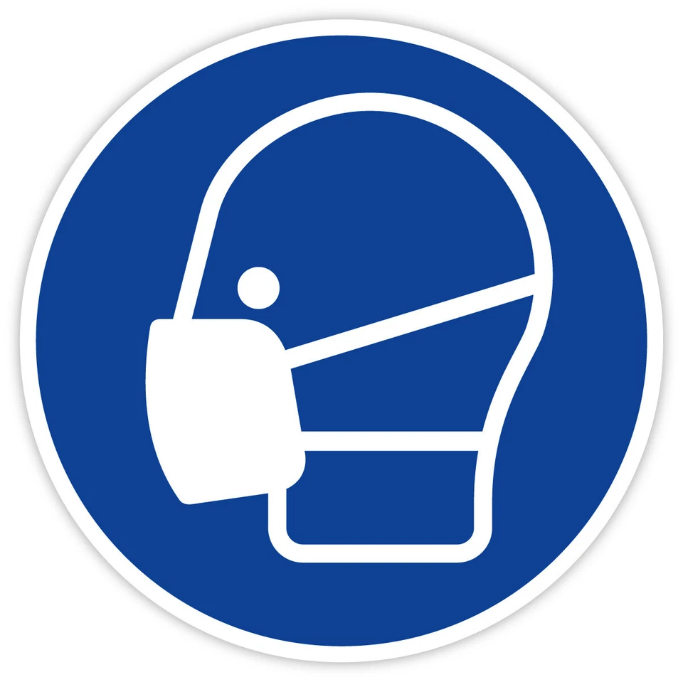 MBS-SIGNS® Aufkleber Gebotszeichen „Maske benutzen“ Folie nach ISO 7010 M016 | Ø 5-30 cm