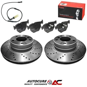 FOR BMW E60 E61 5 SERIES 520D REAR DRILLED BRAKE DISCS & BREMBO PADS SET - Picture 1 of 1