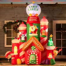 10ft Inflatable Christmas Candy Castle Outdoor Decoration w/ LED Colorful Light
