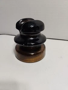 BUBBLY  AMBER HEMINGRAY-660 LOWEX U.S.A Glass Cabletop Insulator - Picture 1 of 7