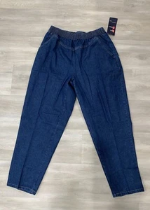 Lord Isaacs Pant’s Women 16 Petite Elastic Waist Pull On Blue Denim Jeans - Picture 1 of 12