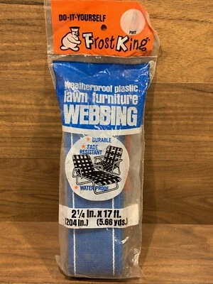 Silla de césped Frost King correas azul blanco rayas 2,25" ancho 17’ largo 5,66 yardas PW17 Foto 1 de 3