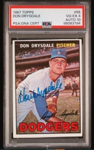 1967 Topps Don Drysdale Signed Baseball Card #55 PSA 4 PSA/DNA 10 Certified HOF - Picture 1 of 3