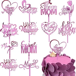 12Pcs Happy Mother's Day Cake Topper Acrylic Cake Topper Mothers Day Cupcake - Picture 1 of 8