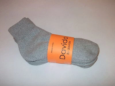 Davido Mujer Calcetines Tobillo/Cuarto Hecho en Italia 100% Algodón 4 Pares Gris Talla 9-11 Foto 1 de 4