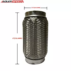 US Exhaust Flex Pipe 1.75" (1 3/4") x 6" Stainless Steel Double Braided Coupling - Picture 1 of 3