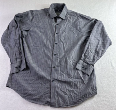 Camisa para hombre Hart Schaffner Marx gris y marrón a rayas talla grande Foto 1 de 4