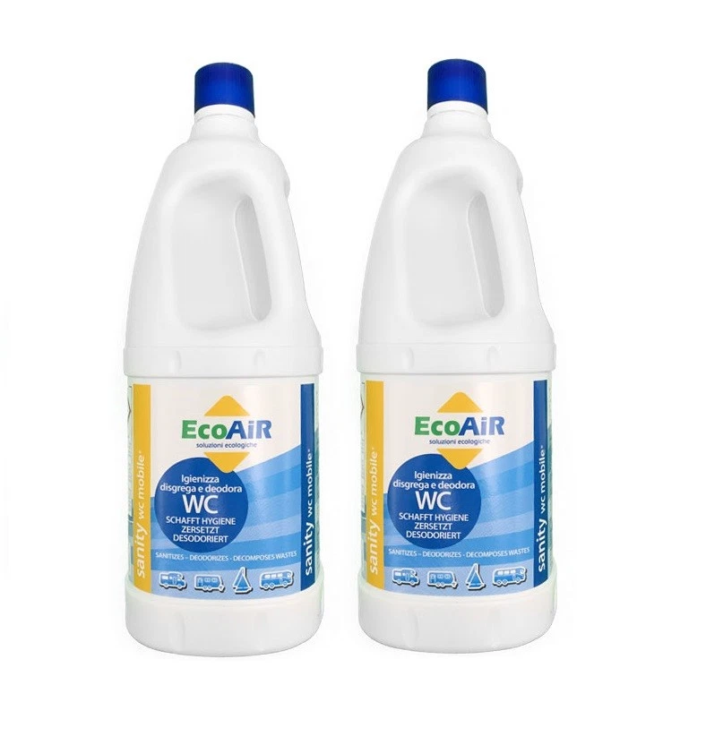 DISGREGANTE SANITY 2 LITRI  WC AQUE NERE CAMPER COMPARABILE AQUA KEM *** 2 PEZZI - Immagine 1 di 1