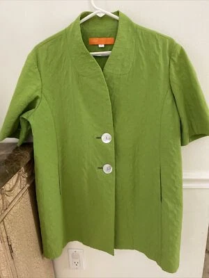 Cynthia Steffe jacket/light coat 10 short sleeves apple green midi cotton pristi - Image 1 of 4