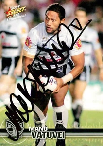 ✺Signed✺ 2009 NEW ZEALAND WARRIORS NRL Card MANU VATUVEI - Picture 1 of 2
