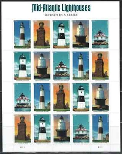 Mint US Mid-Atlantic Lighthouses Pane of 20 Forever Stamp Sheet Scott# 5625A MNH - Picture 1 of 1