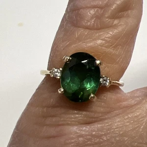 14k Green Tourmaline Ring Size 5 - Picture 1 of 7