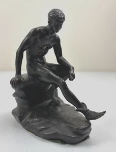 Antike Vintage italienische Grand Tour SITZENDE HERMES MERKUR Bronze SKULPTUR Statue 6 Zoll - Bild 1 von 10