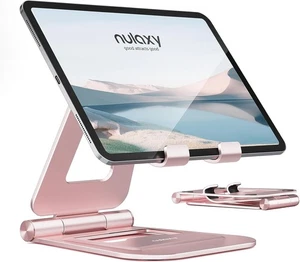 Dual faltbarer Tablet Ständer, voll verstellbarer Desktop Halter, kompatibel mit iPa - Bild 1 von 6
