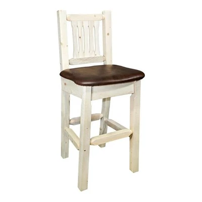 Montana Woodworks Homestead 24" Transitional Wood Barstool with Back in Natural - Image 1 of 3