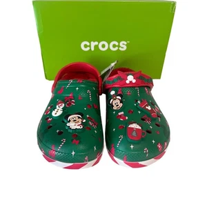 Zoccoli classici Crocs adulti unisex Topolino Holiday foderati verde rosso taglia M9 W11 - Foto 1 di 13