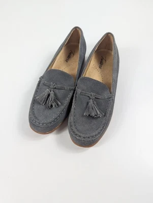 TROTTERS серый замшевый кожаный плоский мокасины туфли двойной кисточки женщин 8 М - Изображение 1 из 4