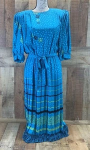 Abito donna vintage anni 80 ADRIANNA PAPELL 100% seta plissettato midi taglia 10 - Foto 1 di 13