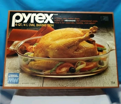 Vintage Pyrex 702 4 Qt Oval Baking Dish Clear Glass NIOB Corning Microwave Safe  - Image 1 of 4