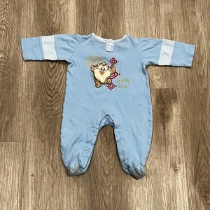 VTG 90s Baby Looney Tunes Taz Baby One Piece Snap Outfit Size 6/9M - Picture 1 of 4