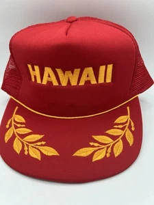 Sombrero de Camionero Hawaiano de Colección Gorra de Cuerda de Malla Snapback Rojo Hoja Dorada Hawaiano - Imagen 1 de 8