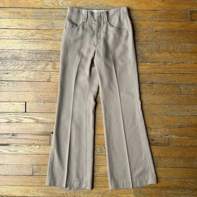 VTG 50’s 60’s Haggar Slacks Gab Drop Loop Trousers Flare Rockabilly Khaki 27x30 - Image 1 of 4