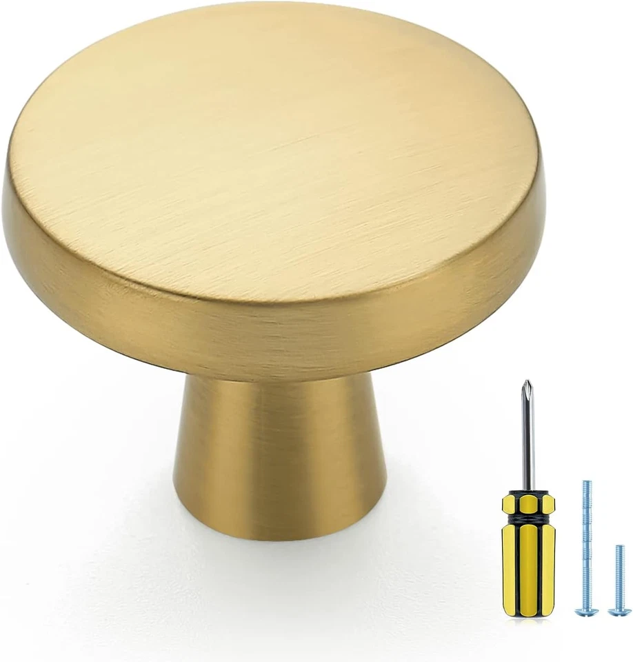 Ravinte 30 Pack Solid Knobs Kitchen Cabinet round Pulls Dresser Handles Gold Cup