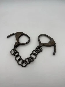 Rare ANTIQUE Vintage TOWER? LEG IRONS SHACKLES -hand Cuffs -no key - Picture 1 of 7