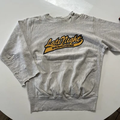 Sudadera De Colección Años 90 EE. UU. Late Night With David Letterman TV Mediana Envejecida Foto 1 de 4