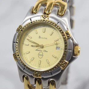 Vintage 1990er Bulova Marine Star 98B57 Bicolor Herren Quarz Uhr neue Batterie - Bild 1 von 15
