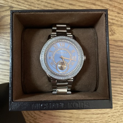 Orologio Donna MICHAEL KORS Madelyn Argento Rosa Lt Blu + Cristallo MK6286 NUOVO