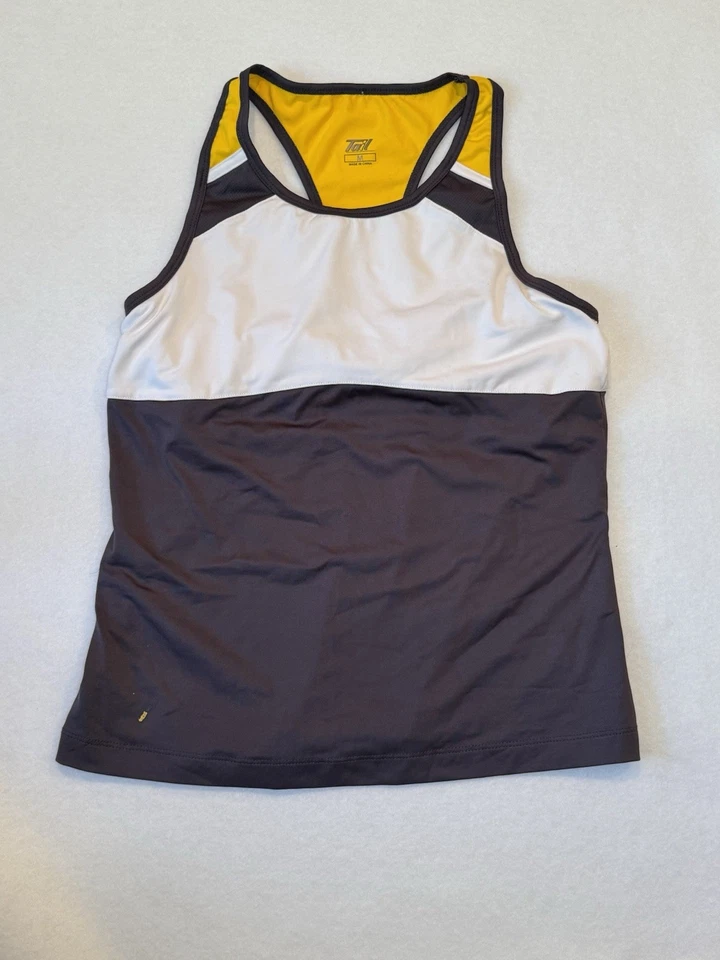 Camiseta deportiva de fitness TAIL para mujer talla M sin mangas blanca amarilla gris Foto 1 de 4