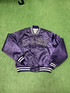 Vintage Kansas State Wildcats Satin Jacket Mens Large Purple Basketball MARKED - Picture 1 of 16