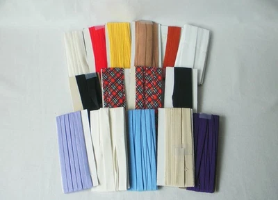 Lote de fita de viés vintage dobra única e dupla várias larguras, cores, 15 cartões - Imagem 1 de 4