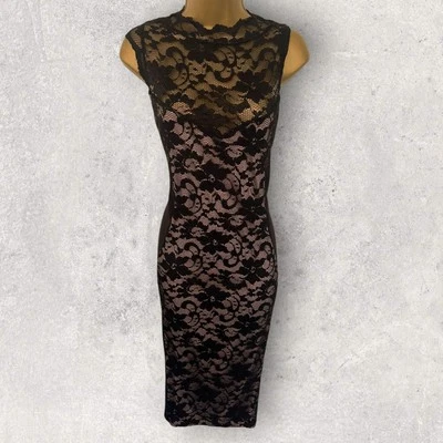 Amy Childs Womens Black Lace Bodycon Sleeveless Stretch Party Dress  UK 14 - Image 1 of 4