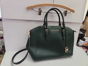 Michael Kors Satchel Handtasche grün Saffiano Leder Crossbody Riemen Ciara - Bild 1 von 9