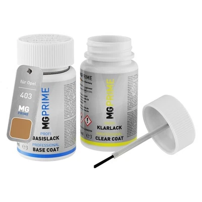 Autolack Lackstift Set für Opel 403 57L Bernsteingold Metallic Basis Klarlack - Bild 1 von 4