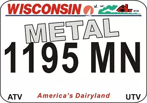 Wisconsin DNR ATV - UTV License Plates - METAL! Hot Item in 2025! SHIPS TODAY! - Picture 1 of 4