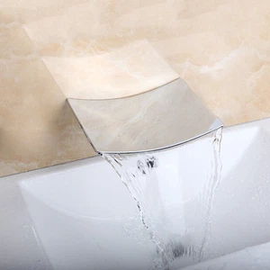Chrome Bathroom Basin/Tub Waterfall Spout 1 Hole Wall Mount Brass Faucet Replace - Picture 1 of 5
