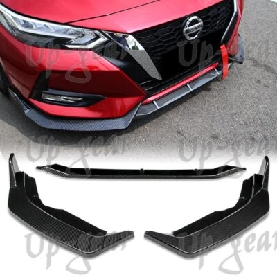Parachoques delantero para Nissan Sentra 2020-2023 sedán aspecto de carbono 3 piezas carrocería alerón labio Foto 1 de 4