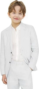 Boys Linen Suit Slim Fit Two Piece Kids Tuxedo Suits for Boys Formal Outfit - Picture 1 of 36
