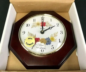 Clocks Unlimited Tempo Time Real Pressed Flowers Cherry Wood Wall Clock - Foto 1 di 3