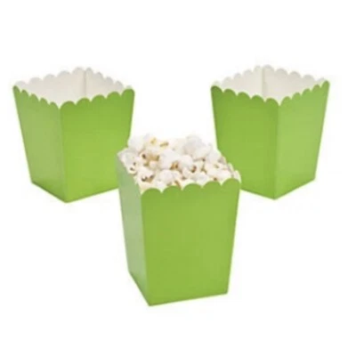 Mini Popcorn Favor Boxes LIME GREEN party Wedding baby shower 24 piece treat box - Image 1 of 2
